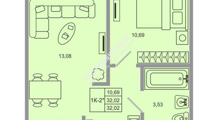 Объявление 1-к квартира, 32.02м2, 1/20 эт