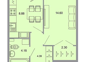 Объявление 1-к квартира, 35.1&nbsp;м&sup2;, 12/15 эт.