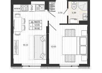 Объявление 1-к квартира, 36.1&nbsp;м&sup2;, 4/4 эт.