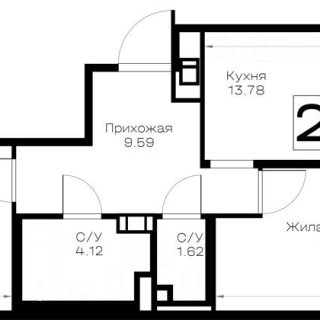 Объявление 2-к квартира, 59.13м2, 2/8 эт
