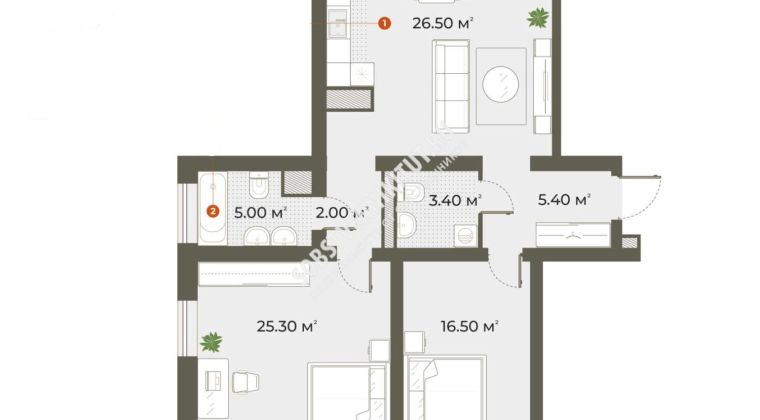 Объявление 2-к квартира, 84.1м2, 1/6 эт