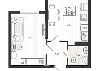 Объявление 1-к квартира, 37.4&nbsp;м&sup2;, 1/4 эт.