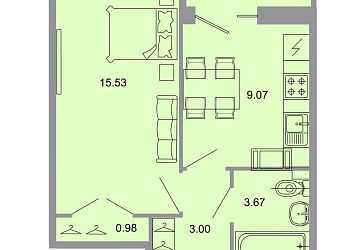 Объявление 1-к квартира, 33&nbsp;м&sup2;, 4/20 эт.