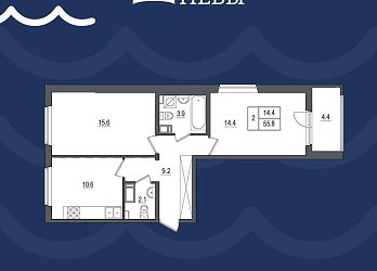 Объявление 2-к квартира, 55.9&nbsp;м&sup2;, 7/11 эт.