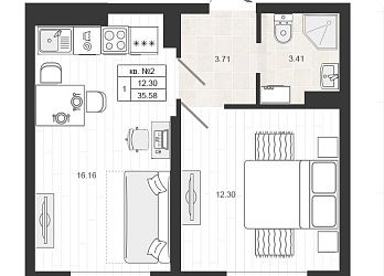 Объявление 1-к квартира, 35.5&nbsp;м&sup2;, 1/4 эт.
