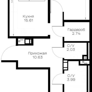 Объявление 2-к квартира, 58.67м2, 2/8 эт