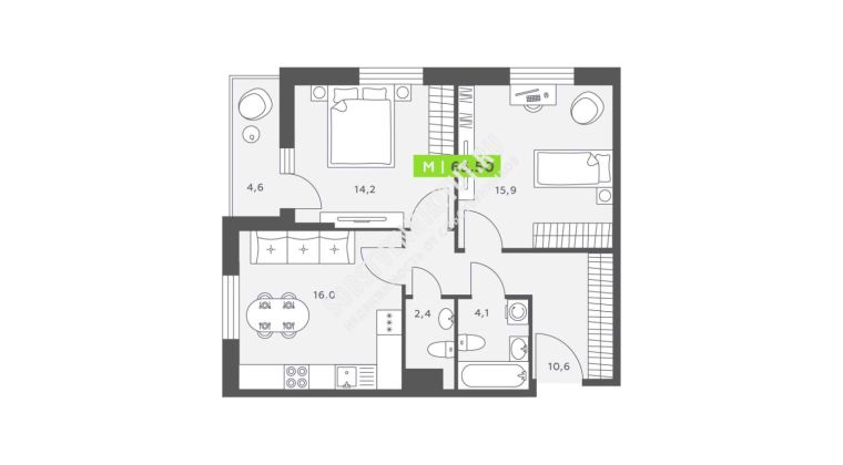 Объявление 2-к квартира, 65.5м2, 13/13 эт