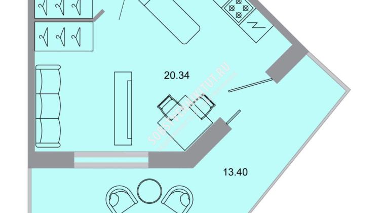 Объявление Студия, 30.5м2, 4/15 эт