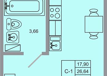 Объявление Студия, 26.64&nbsp;м&sup2;, 1/20 эт.