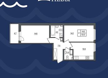 Объявление 2-к квартира, 53.2&nbsp;м&sup2;, 10/11 эт.