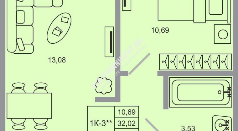 Объявление 1-к квартира, 33.58м2, 6/20 эт