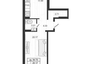Объявление 1-к квартира, 42.8&nbsp;м&sup2;, 4/4 эт.