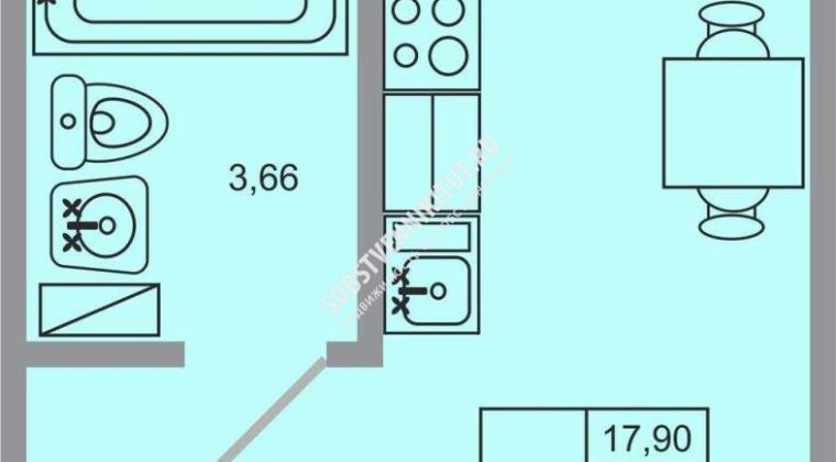Объявление Студия, 26.64м2, 1/20 эт
