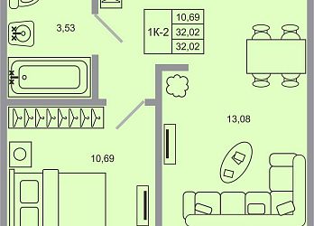 Объявление 1-к квартира, 32.02&nbsp;м&sup2;, 1/20 эт.