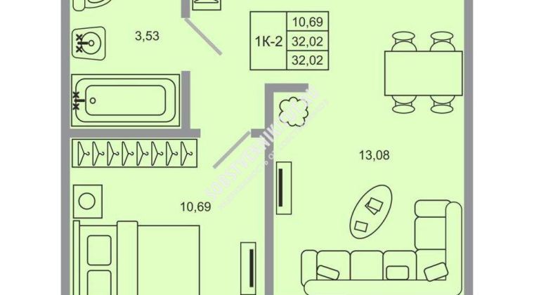 Объявление 1-к квартира, 32.02м2, 1/20 эт