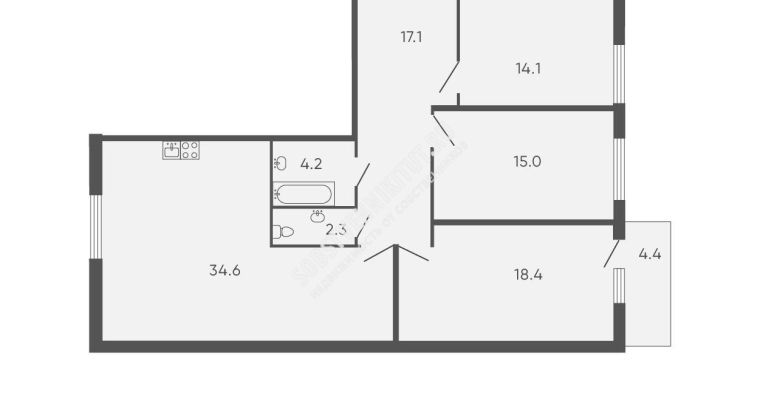 Объявление 3-к квартира, 107м2, 2/9 эт
