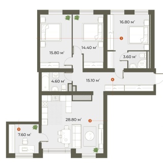 Объявление 3-к квартира, 106.7м2, 1/6 эт
