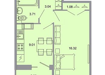 Объявление 1-к квартира, 33.7&nbsp;м&sup2;, 18/20 эт.