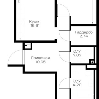 Объявление 2-к квартира, 58.45м2, 1/8 эт