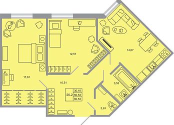 Объявление 2-к квартира, 60&nbsp;м&sup2;, 4/17 эт.