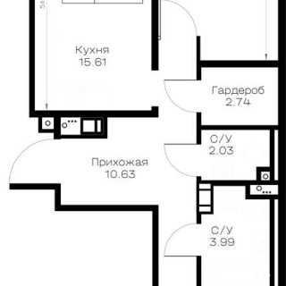 Объявление 2-к квартира, 58.67м2, 2/8 эт