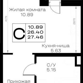 Объявление Студия, 27.46м2, 1/8 эт